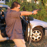 Shooting while exiting a vehicle