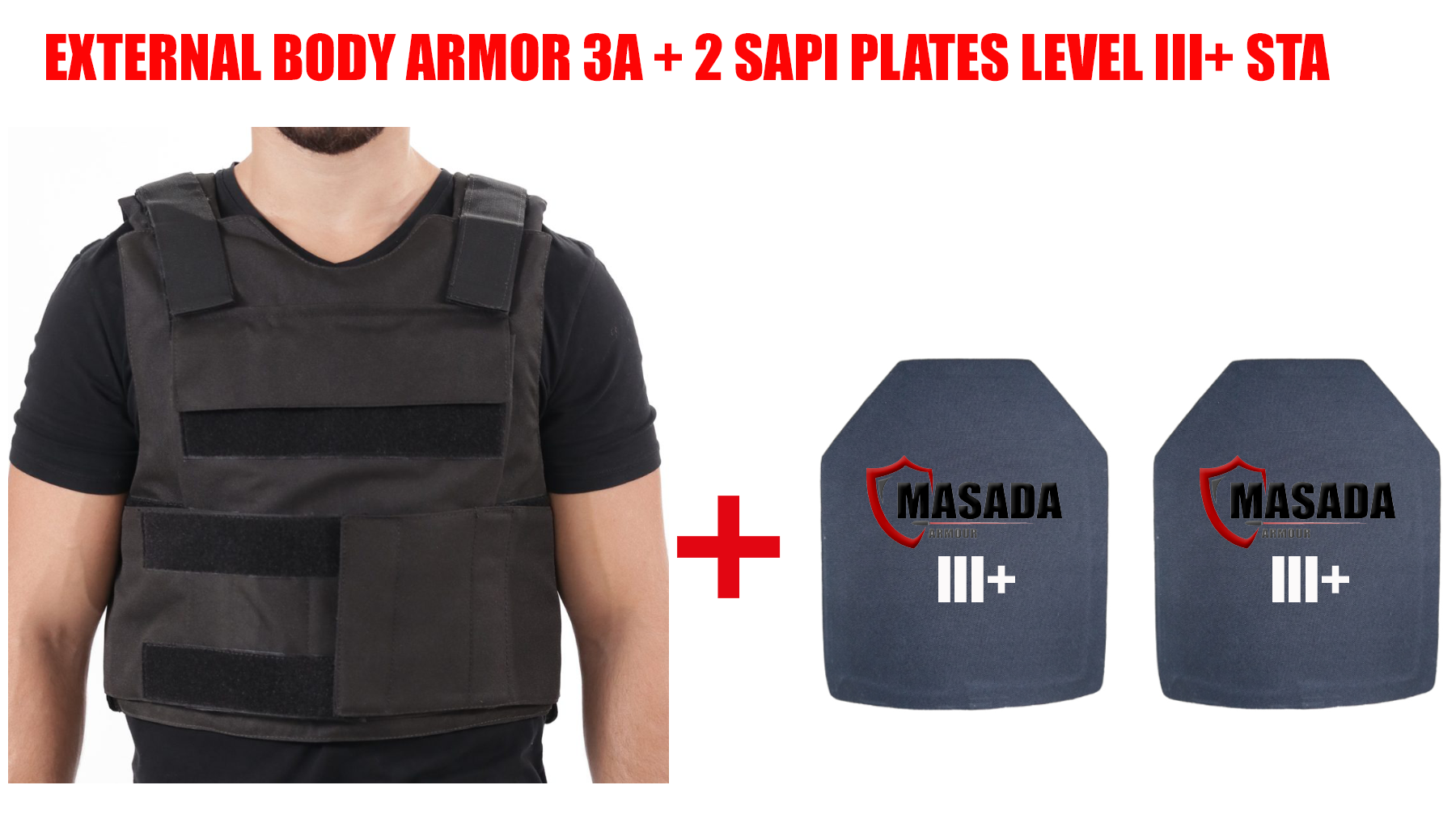 External Body Armor IIIA 2 SAPI Plates Level III+ STA